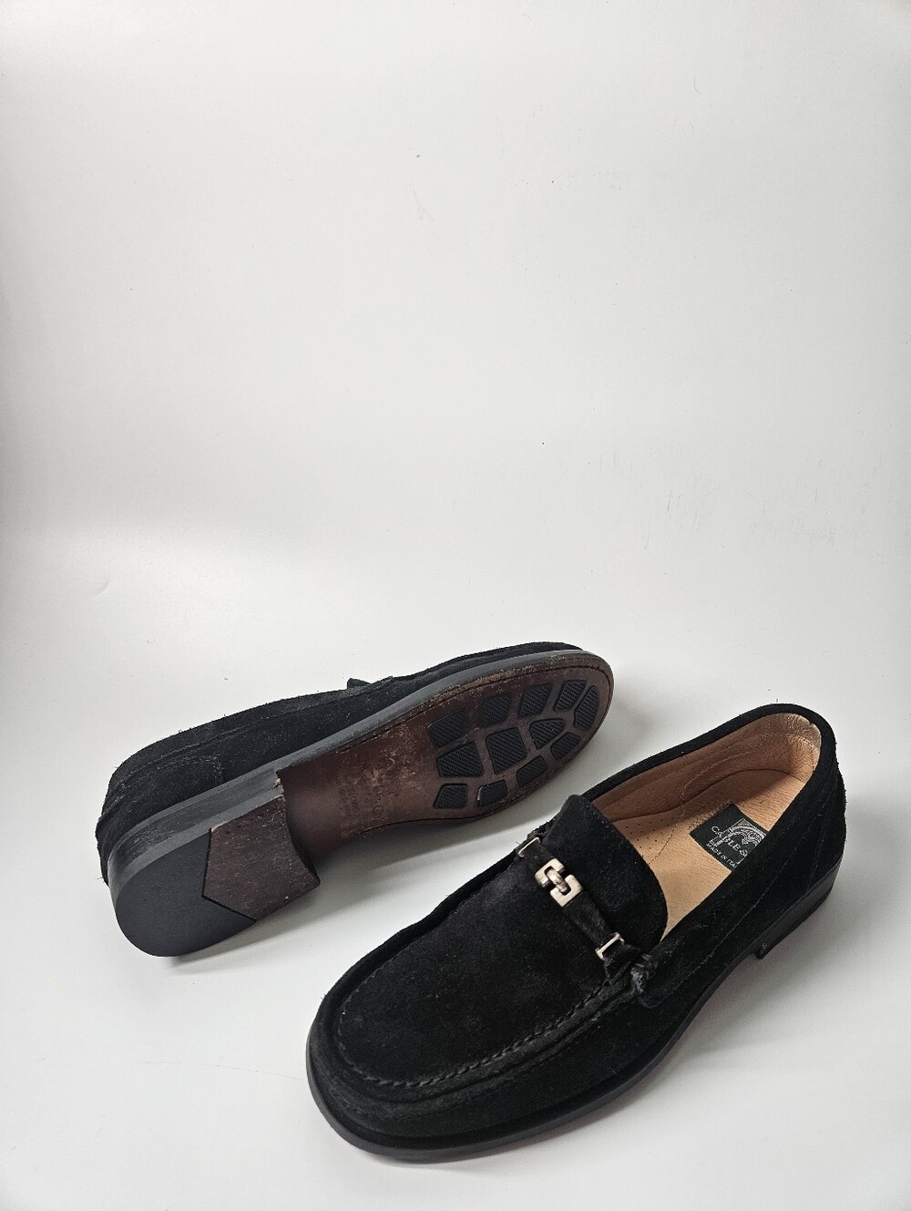 Cable & Co Mens 9.5 D Black Suede Loafers Made In Italy